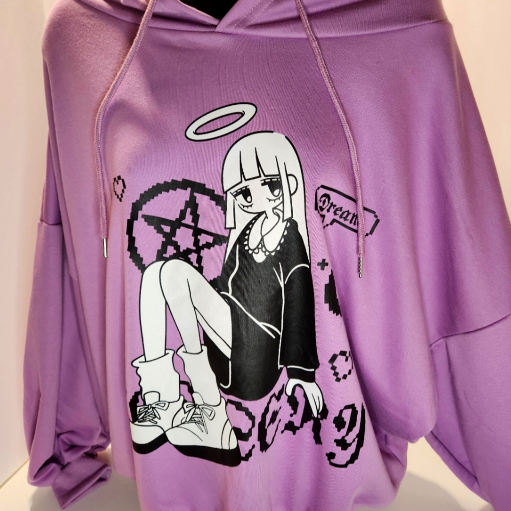 Harajuku Purple Japanese Anime Kawaii Hoodie